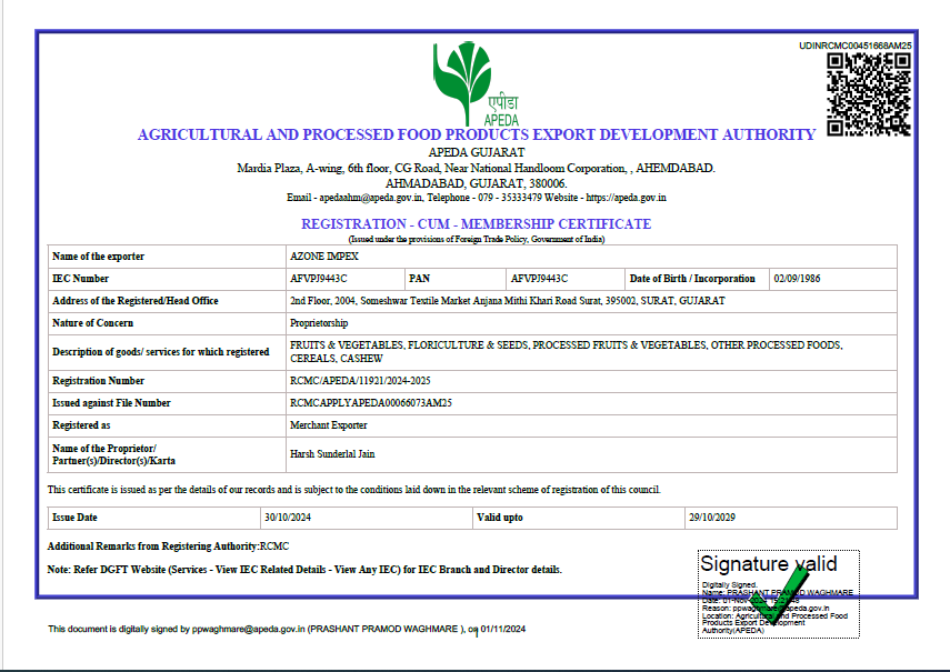 <p>APEDA Certificate</p>